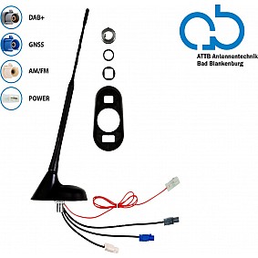 Bad Blankenburg 16V Dak antenne AM/FM DAB + GNSS 76graden hoek, actief