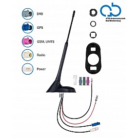 Bad Blankenburg 16V Dak antenne AM/FM DAB+, DVB-T, GPS 76graden hoek