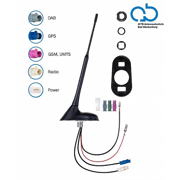 Bad Blankenburg 16V Dak antenne AM/FM DAB+, DVB-T, GPS 76graden hoek