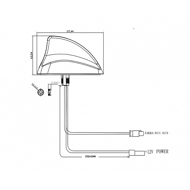 Opti – Shark fin antenne AM / FM  excl. verlengkabels