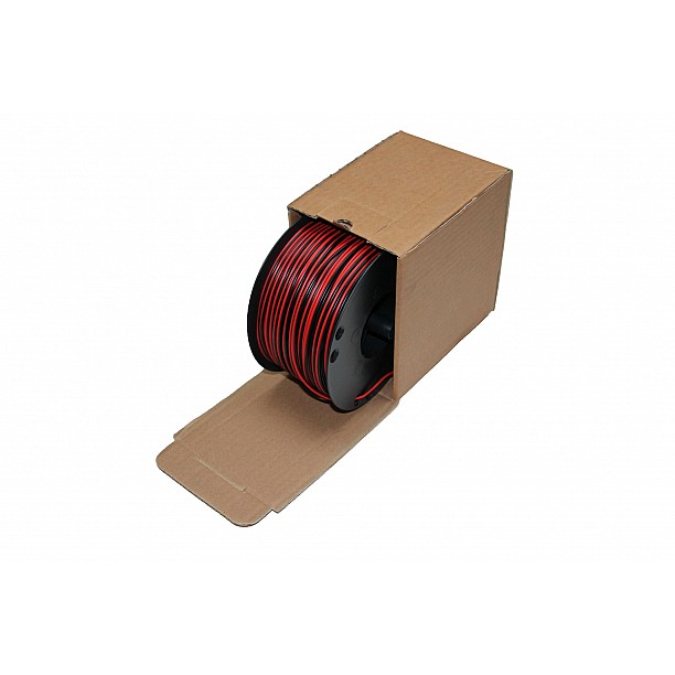 Luidspreker kabel 2 x 0,75 mm zwart / rood 100mtr haspel