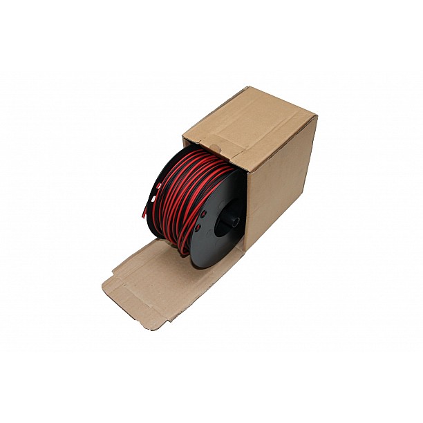 Luidspreker kabel 2 x 1,50 mm zwart / rood 50mtr haspel