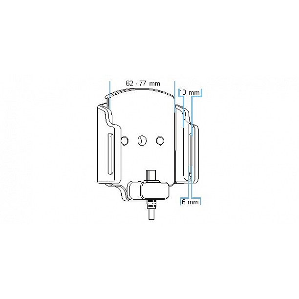 Brodit houder - Universele houder USB-C met 12V USB plug 62-77mm / 6-10 mm