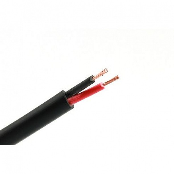 Meer aderige kabel 2x 1.0mm2 zwart - rood 50mtr rol, buitenhuls zwart, buiten diameter 5.5mm2