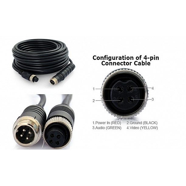 Camera extension cable 5 meter with 4-pins connector (4-p male to 4-p female)